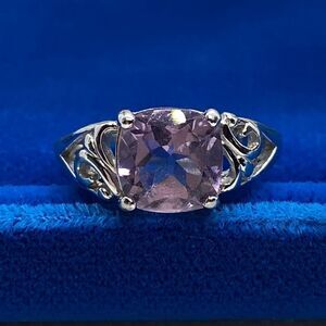 💛 925 Square Amethyst Filigree Ring